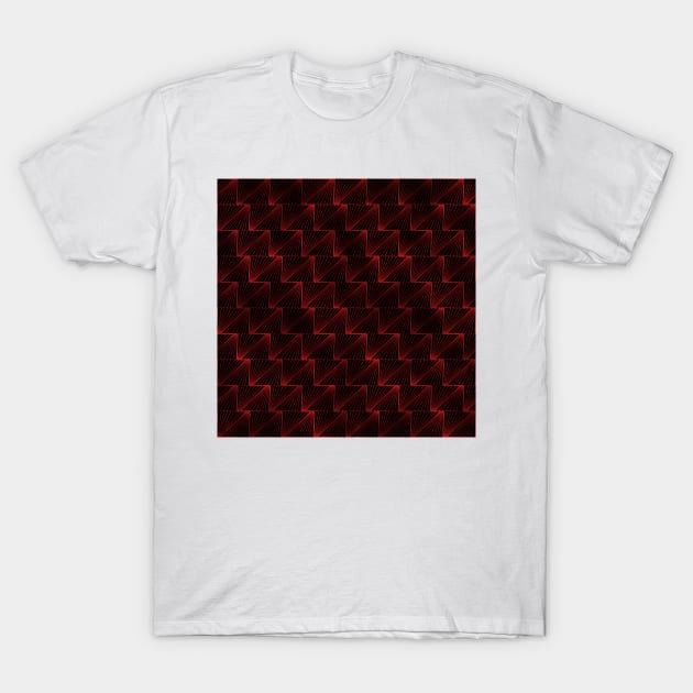 Diagonal Triangles in Black and Ruby Red Vintage Faux Foil Art Deco Vintage Foil Pattern T-Shirt by podartist
